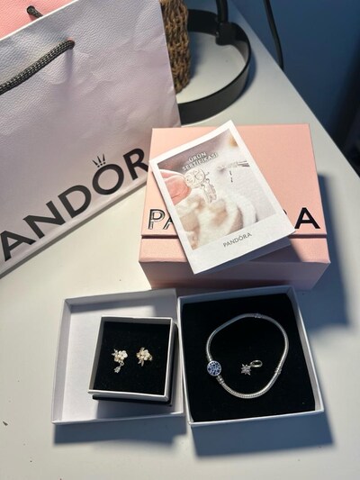 PANDORA bileklik,charm ve cng gümüş küpe