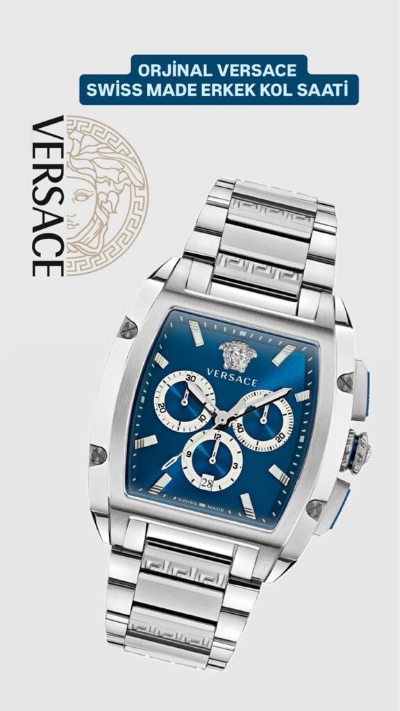 ORJİNAL VERSACE KARE SWİSS MADE ERKEK KOL SAATİ - 10
