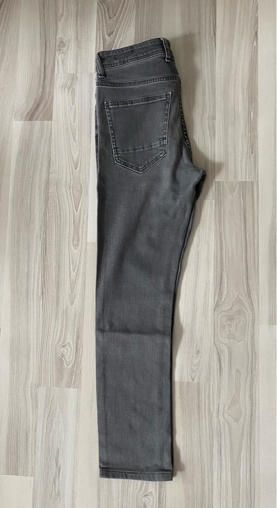 Gri Erkek Denim Pantolon, Kemerli, Regular Fit - 5