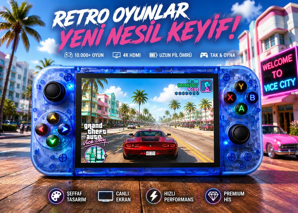 RG50XX Retro Oyun Konsolu | 20.000+ Oyun IPS Ekran HDMI TV SIFIR - 7