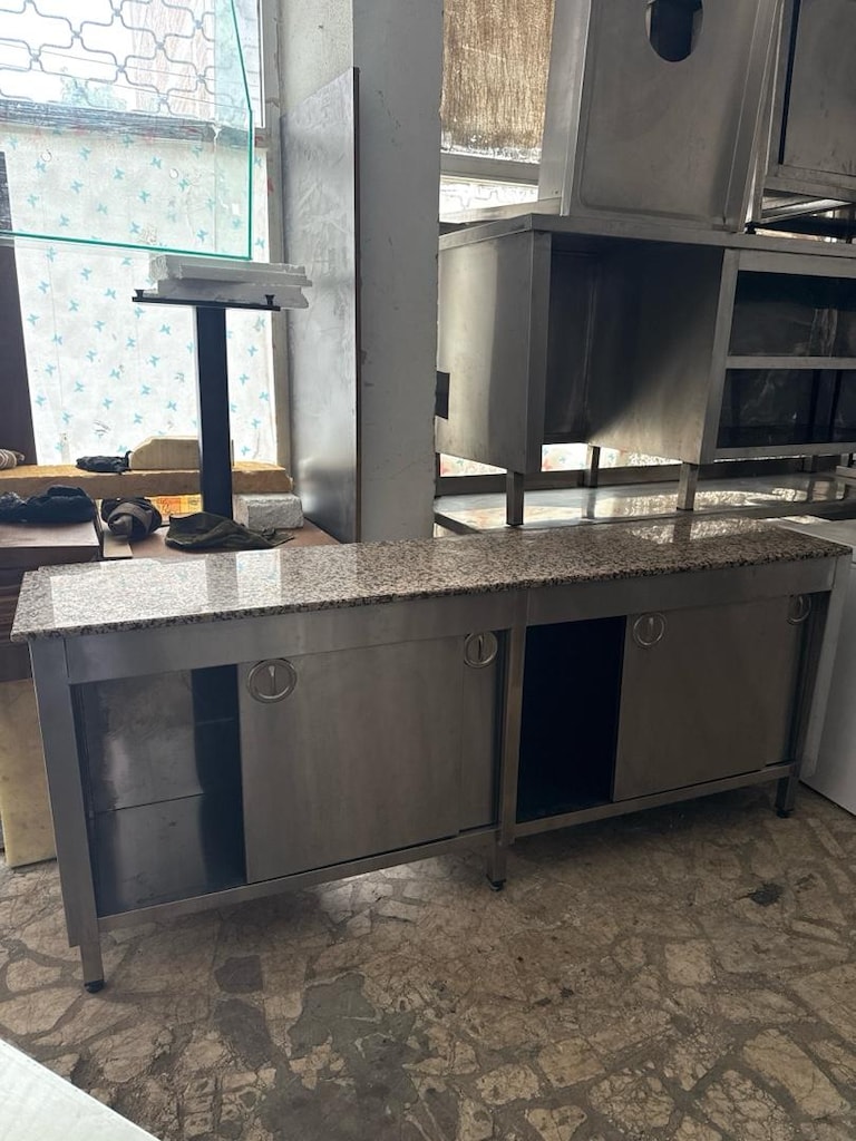 214x47 cm krom sürgülü granit tezgah çalışma tezgahı kapalı sürgülü - 2