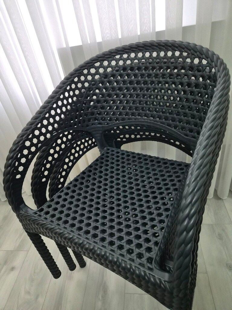 BAHÇE BALKON RATTAN ÖRGÜ DESENLI SANDALYE SIFIR - 4