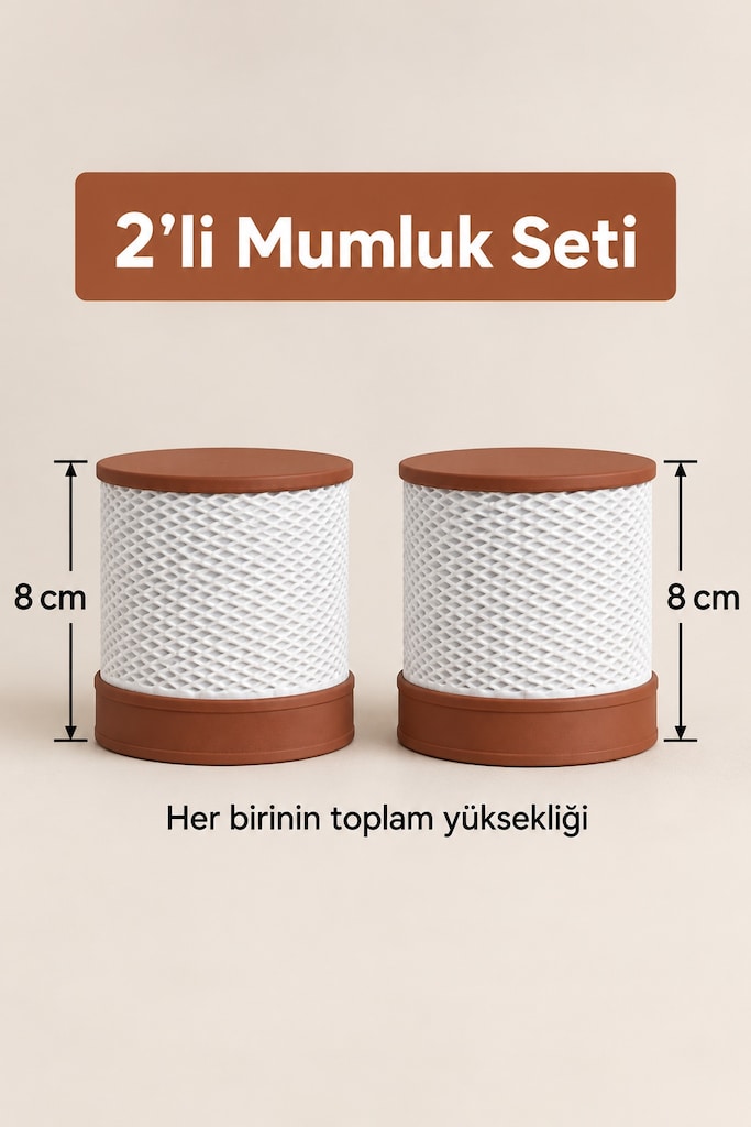 2'li Dekoratif Tealight Mumluk Seti- Pilli LED Mum Dahil - 5