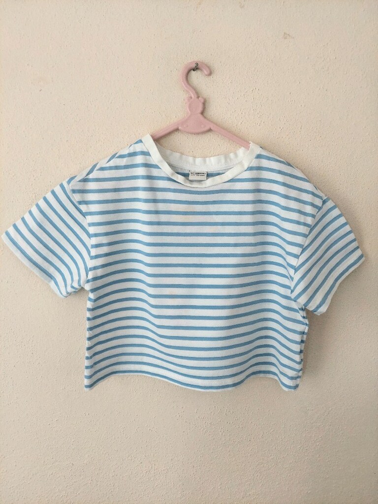 LCW kız çocuk mavi çizgili loose tshirt
