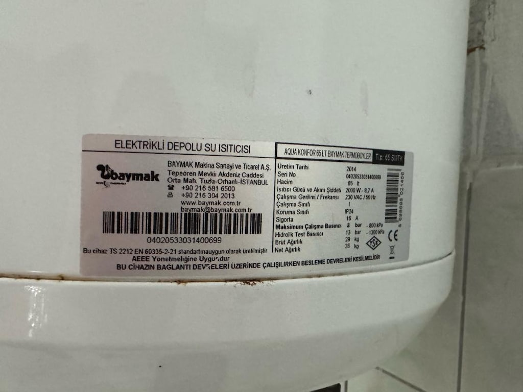Baymak Aqua Konfor 65 LT Termosifon – Sorunsuz Çalışıyor, Temiz Kullan - 3