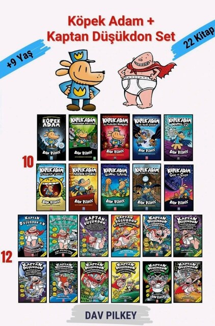 köpek adam ve kaptan düşükdon serisi ve 4 kitap hediye.