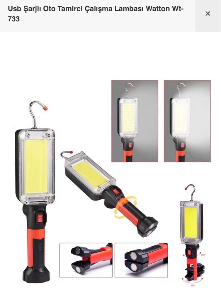 Watton Wt-733 oto tamirci çalışma lambası,led el feneri,kamp feneri, - 3