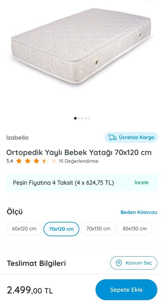Ortopedik Yatak - Ortopedik Bebek Yatağı 75*110 - 2