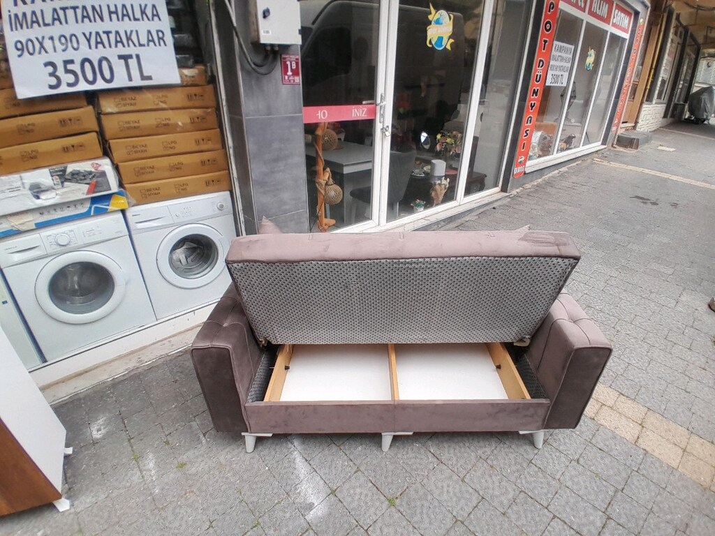 sıfır ayarında 1adet 2li çekyat açılıp yatak olabilen sandıklı - 4