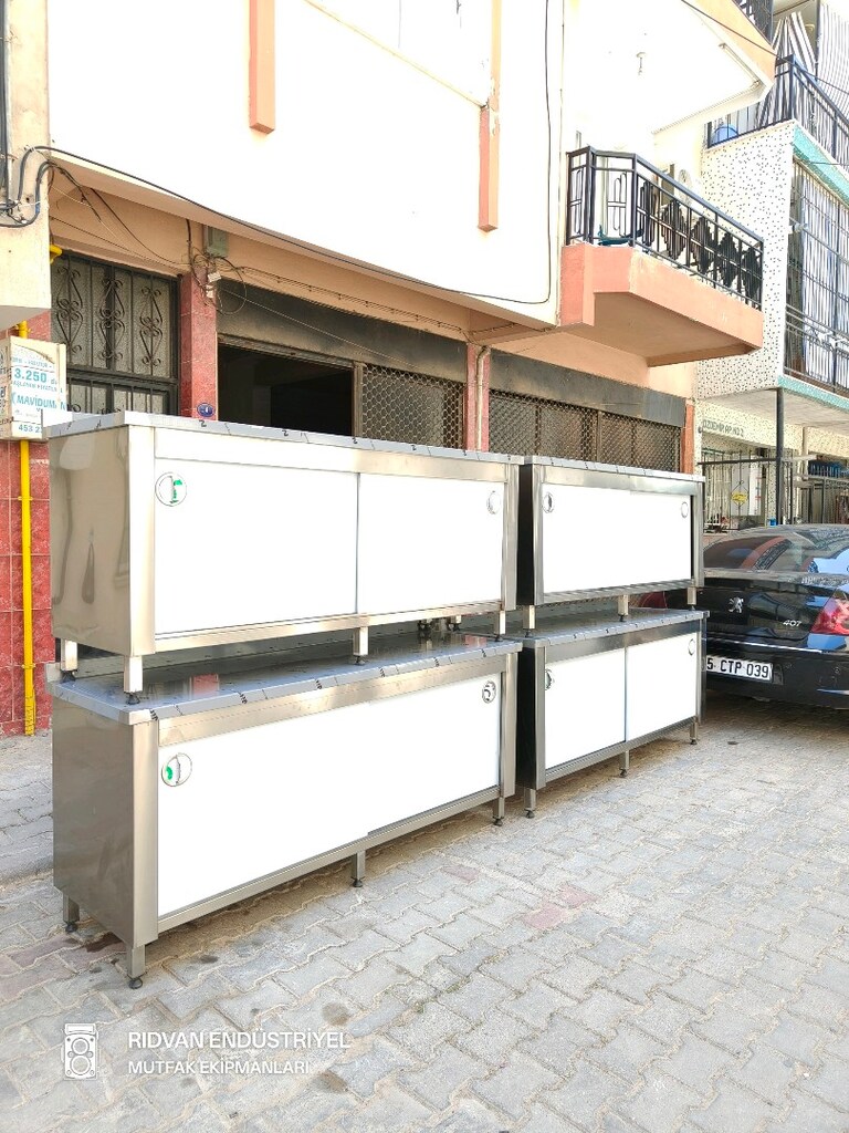 krom tezgah hazır mutfak krom çalışma tezgahı 190 cm paslanmaz krom - 17
