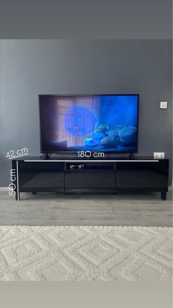 IKEA BESTA Serisi TV sehpası parlak siyah (180cm) - 7