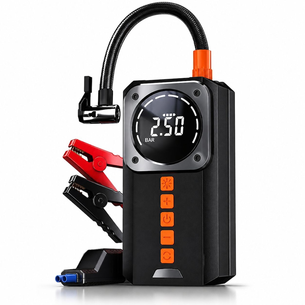 Taşınabilir Dijital Hava Kompresörü Akü Takviye Powerbank LED Fener