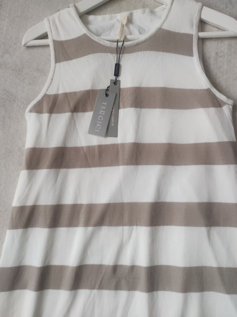 YARGICI BEJ ÇİZGİLİ MERSERİZE ELBİSE S M mango zara İpekyol - 3