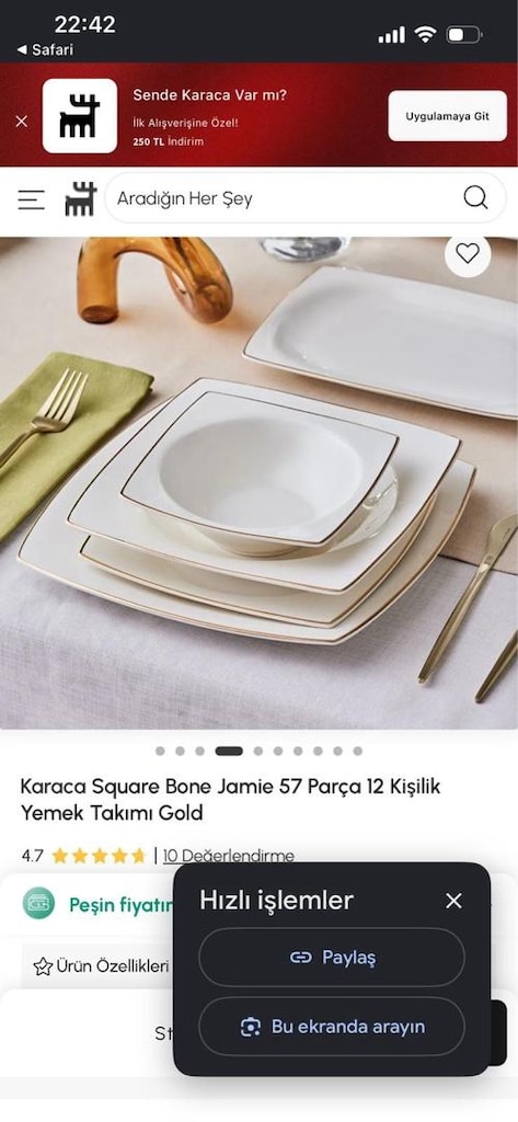 karaca beyaz porselen yemek takımı seti - 4