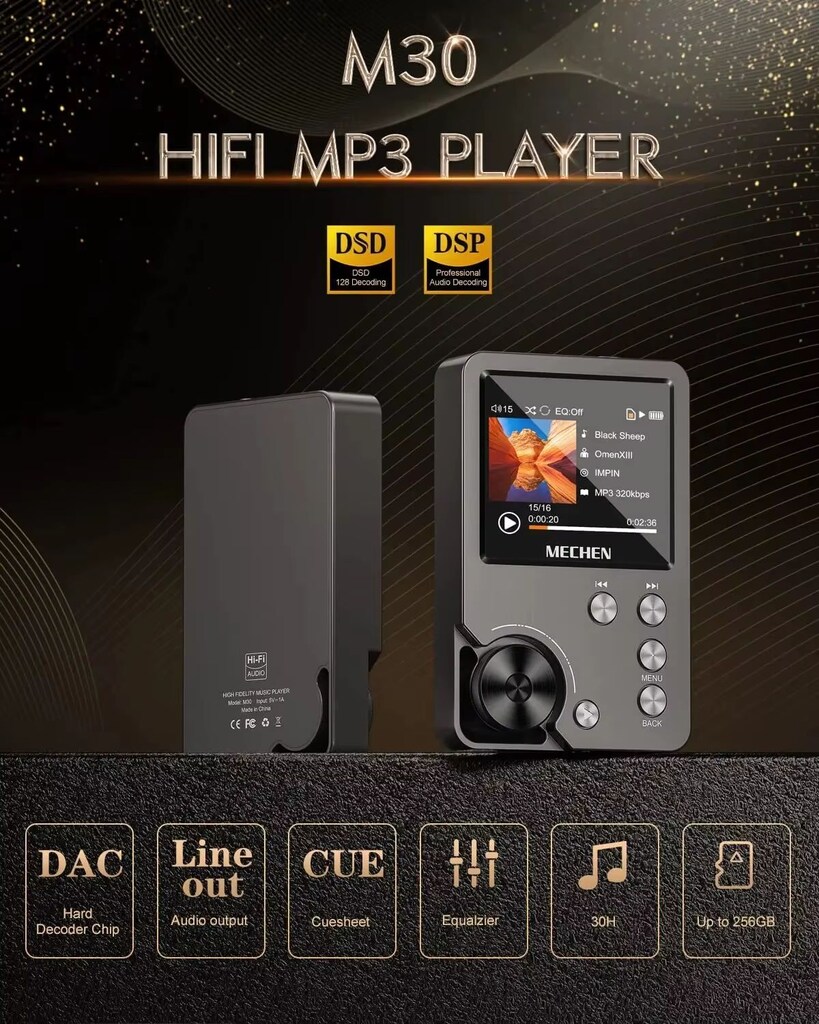 MECHEN M30 MP3 Çalar, Hi-Res DSD FLAC DAC CUE Yüksek Çözünürlük - 2