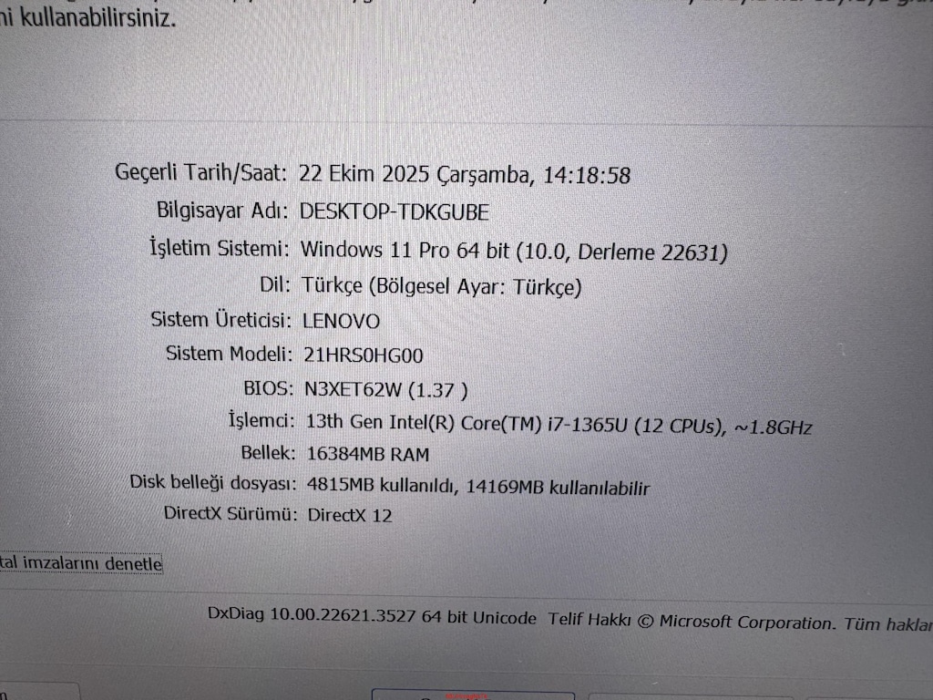 THİNKPAD X1 YOGA İ7 13. NESİL 16 GB RAM 512 NVME DOKUNMATİK - 7