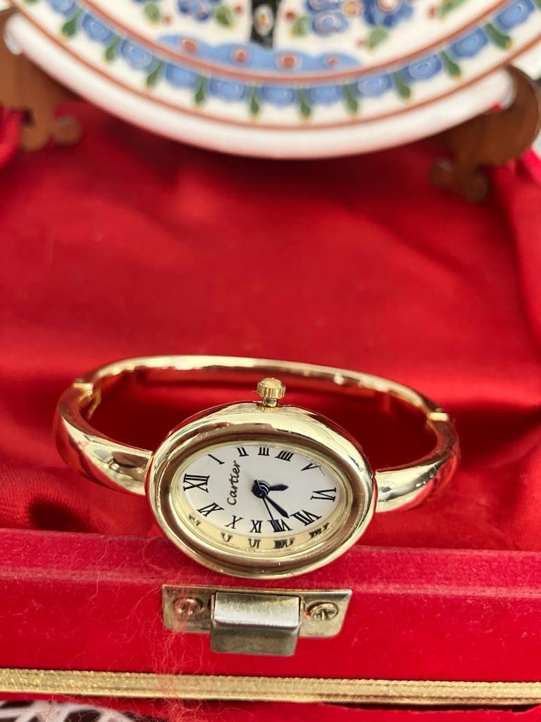 Cartier beyaz Kadranlı Gold Kelepçe Kadın Saat - 3