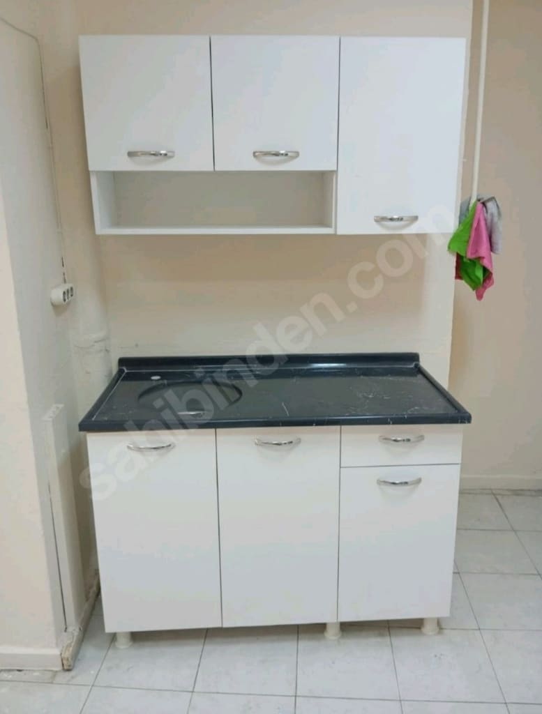 120 cm hazır mutfak ve paslanmaz çelik evyeli mermerit tezgah - 8