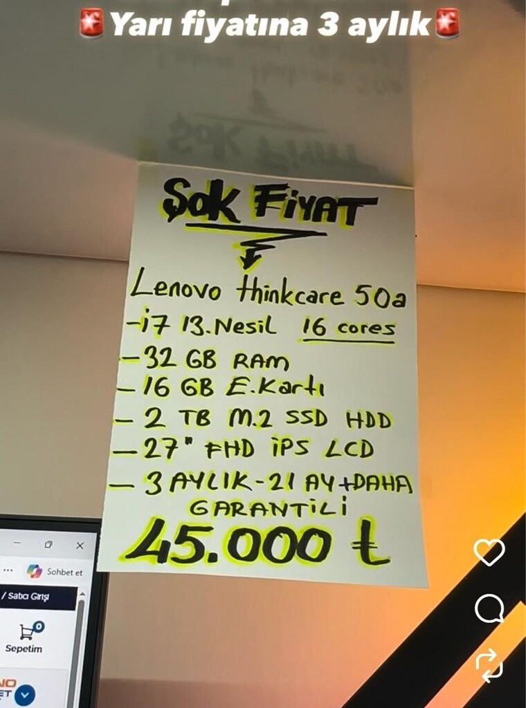 lenovo thinkcare 50a i7 13. nesil 32gbram-16gb e.kartı 2tbhdd-27”fhd - 4