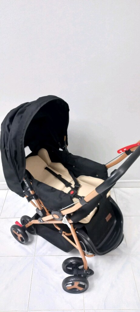 SIFIR SIFIR ÜRÜN Kaliteli keten kumaşlı 8 tekerli iç pedli bebek araba - 2