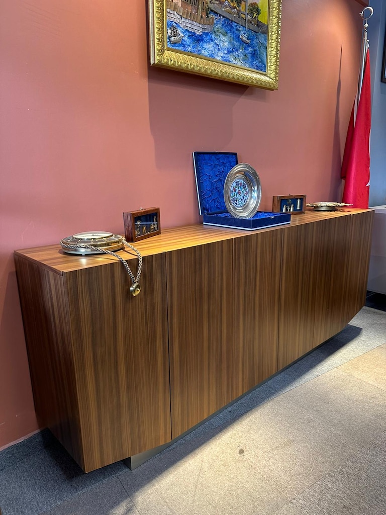 KLAS OFİS ÜSKÜDAR DOVI 300x105 MASİF AHŞAP KAPLAMA MAKAM TAKIMI - 7