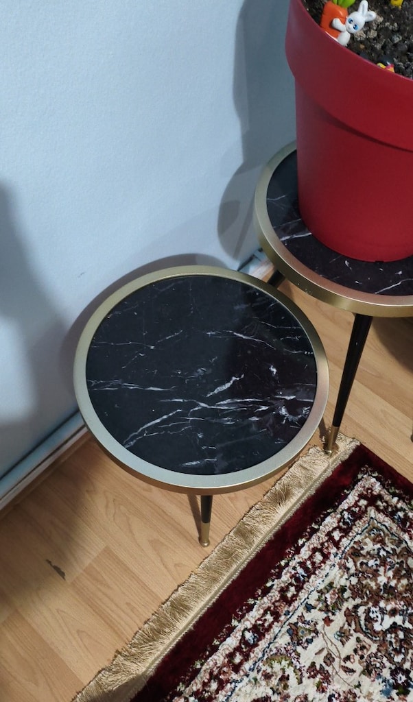 Mermer Desenli Üçlü Zigon Sehpa Seti - 5