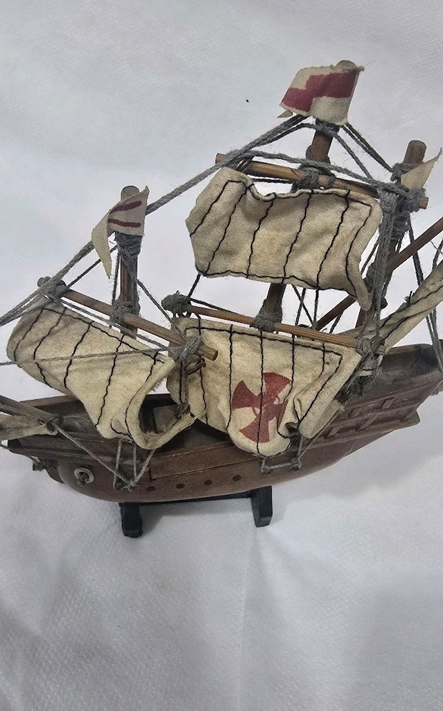 Vintage 17 cn. ahşap el yapımı Gemi Maket - 4