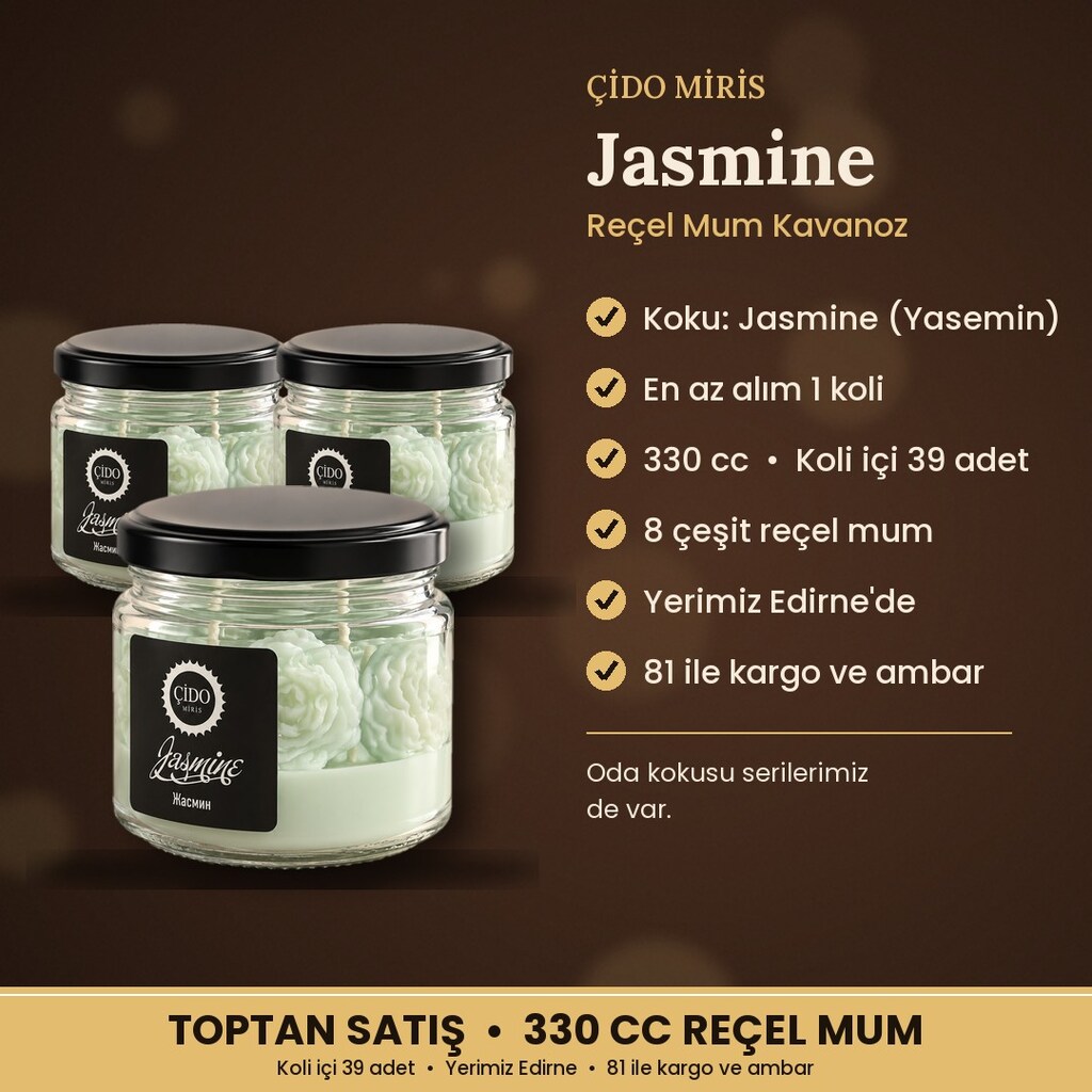 ÇİDO MİRİS JASMINE KOKULU KAVANOZ MUM 330CC | 39 ADET KOLİ - 2