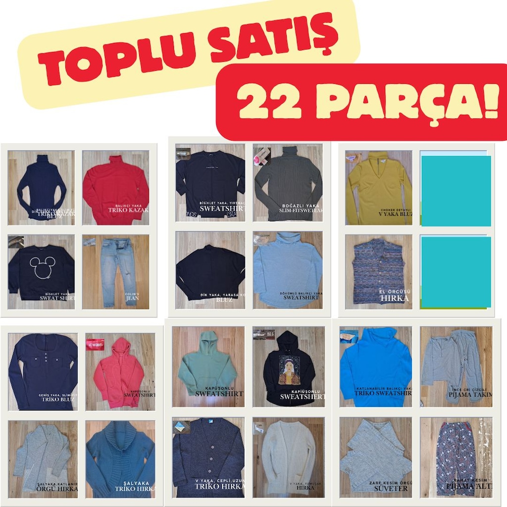 22 Parça Kadın Kıyafeti Toplu Satılık Temiz ve Kullanıma Hazır