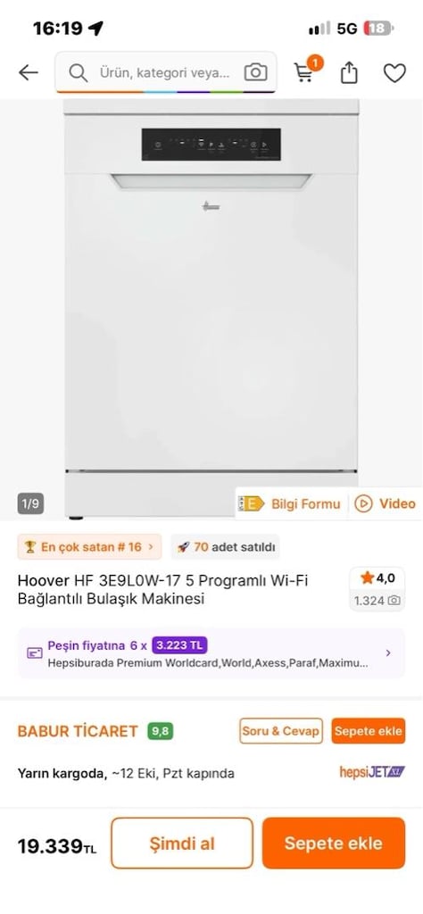 hoover 5 aylık bulaşık makinası - 5