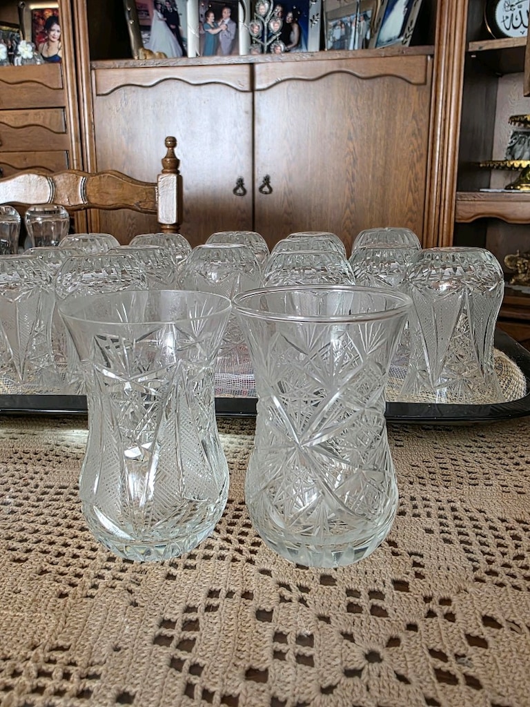 Antika Kesme Kristal Çay Bardağı - 2