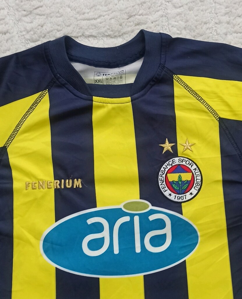 2003-2004 Sezonu Van Hooijdonk Orijinal Fenerbahçe Çubuklu Forma - 5