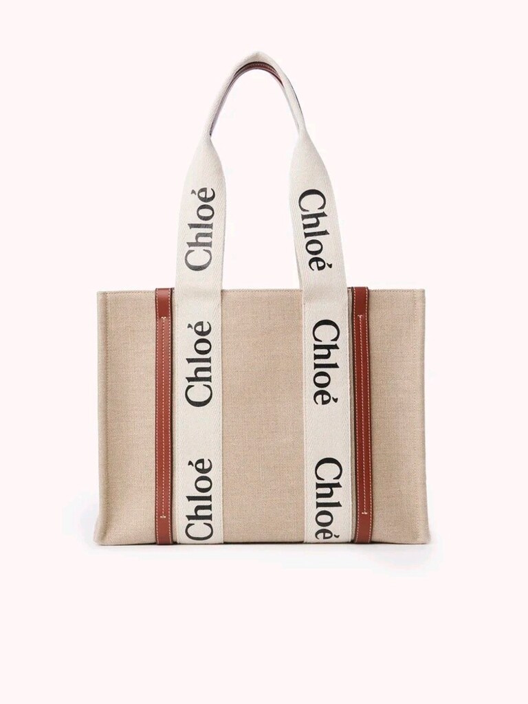 ChloeMedium Woody Kahverengi Beyaz Kadın Keten Çanta - 5