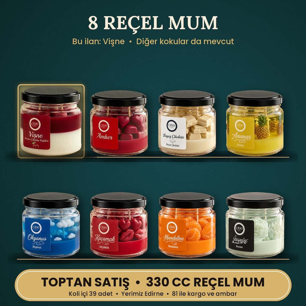 ÇİDO MİRİS DEKORATİF REÇEL MUM VİŞNE 8 ÇEŞİT - 3