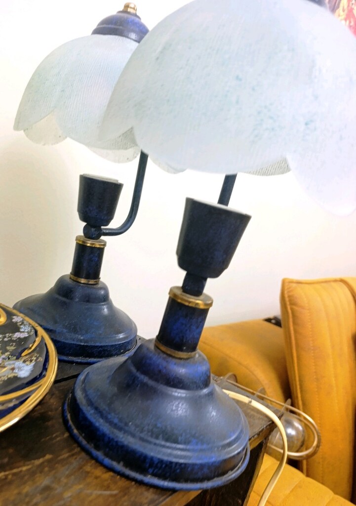 Çift (2 Adet) Vintage Eskitme Masa Lambası / Gece Lambası - Abajur - 2