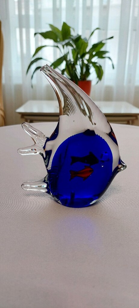 Murano cobalt mavisi balık