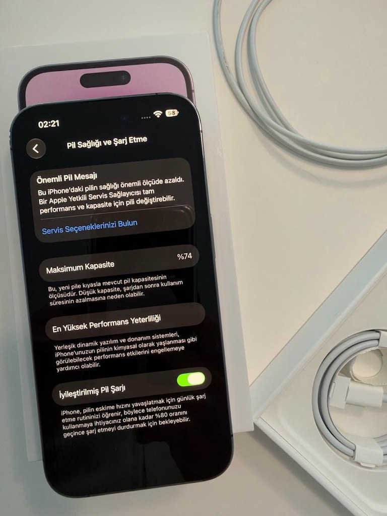 TR cihazı kutulu iPhone 14 Pro 128GB Mor ve magsafe kılıf - 11