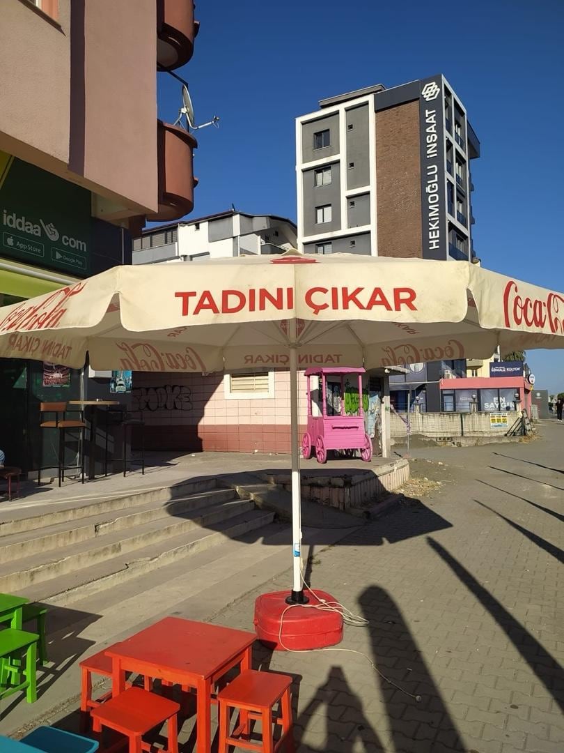 Renkli Masa Tabure Set, Şemsiye Bahçe Dekorasyon - 3