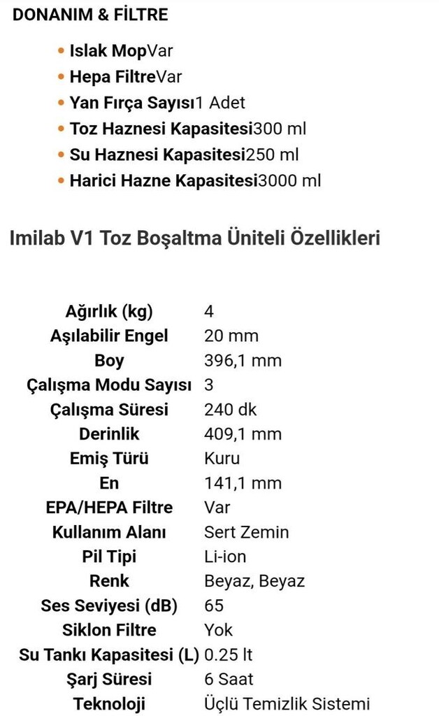 Xiaomi Imilab V1Robot Süpürge - 3
