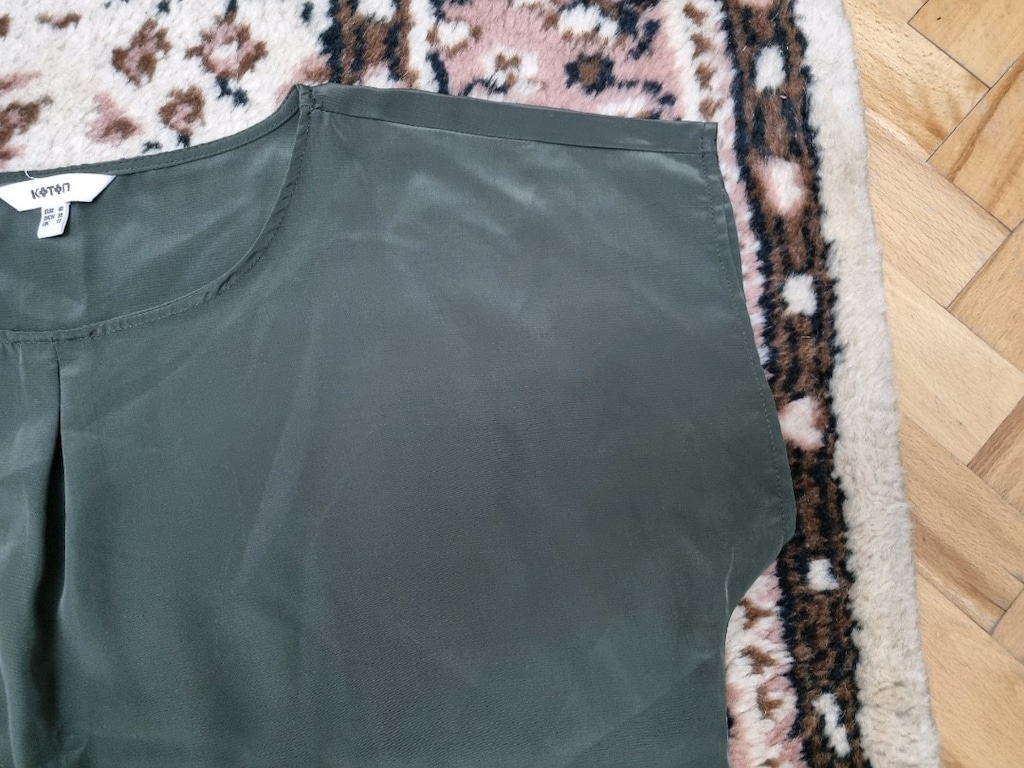 Koton marka 40 beden,haki yeşil kadın kısa kollu, yuvarlak yaka bluz - 4