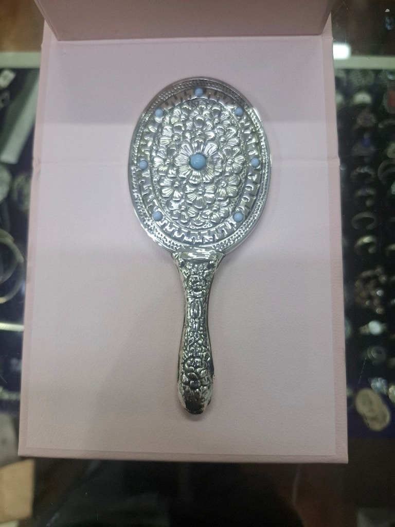Antika Gümüş 925 ayar El Aynası 43 gr - 2