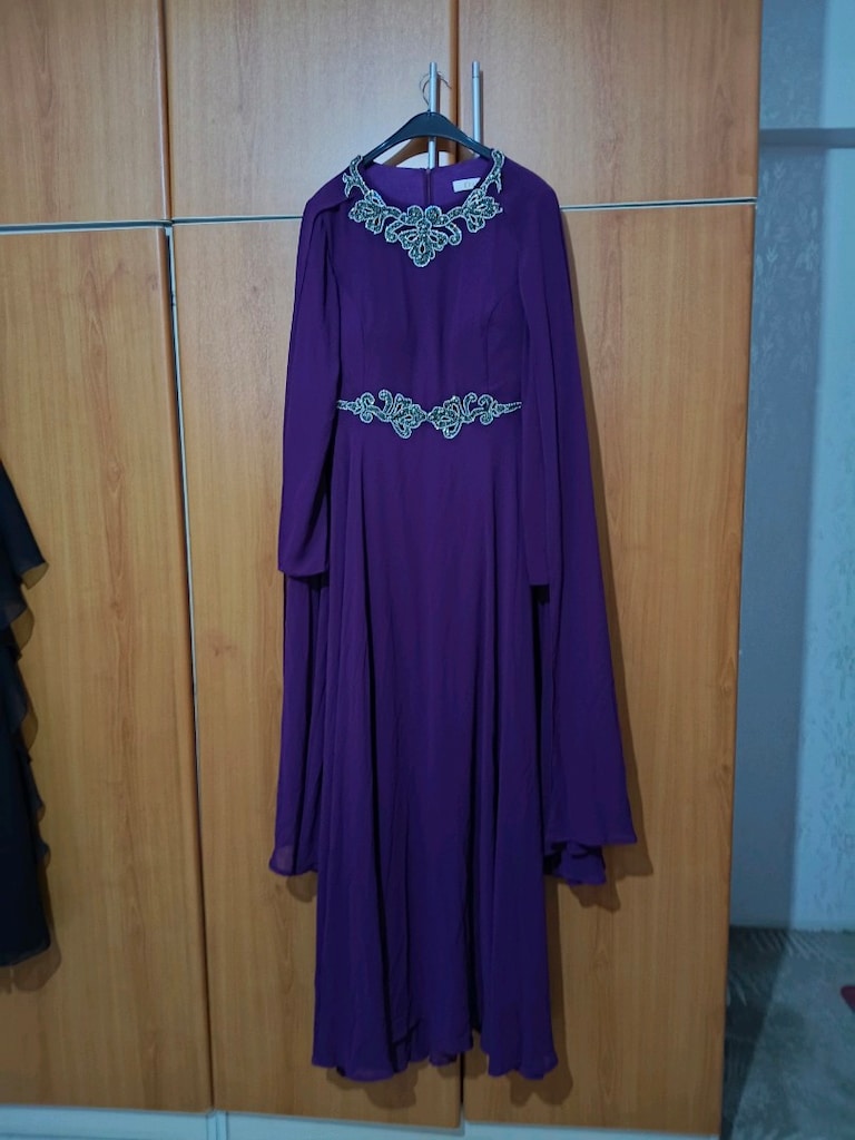Şık Mor Abiye Elbise – 38/40 Beden