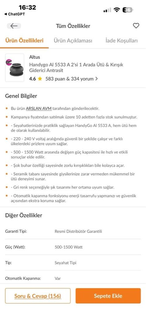 Altus HandyGo AL 5533 A 2’si 1 Arada Ütü çok temiz - 2