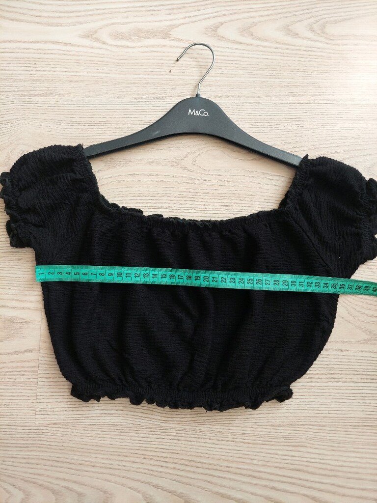 EVRA siyah bürümcük fırfırlı Crop bluz - 7
