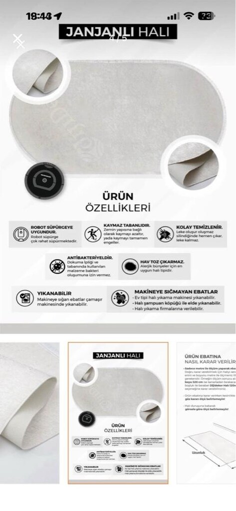 2 adet sıfır yıkanabilir halı - 5