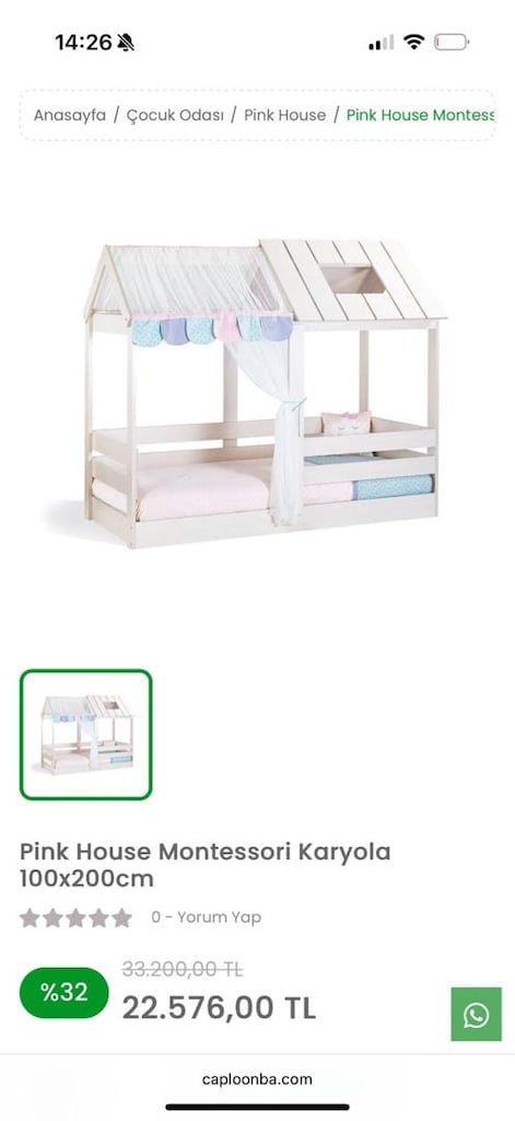 caploonba Pink House Montessori Karyola - 4