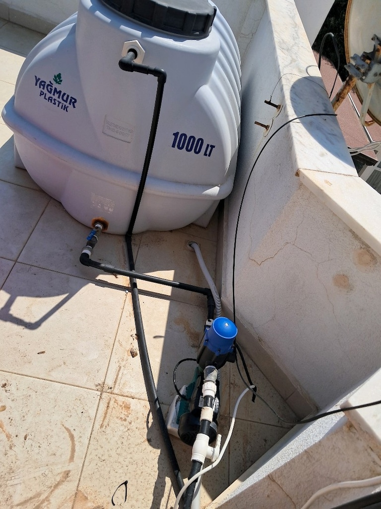 1000L Yatay Su Deposu + Tesisat + Hidrofor/Horizontal Water tank set - 3