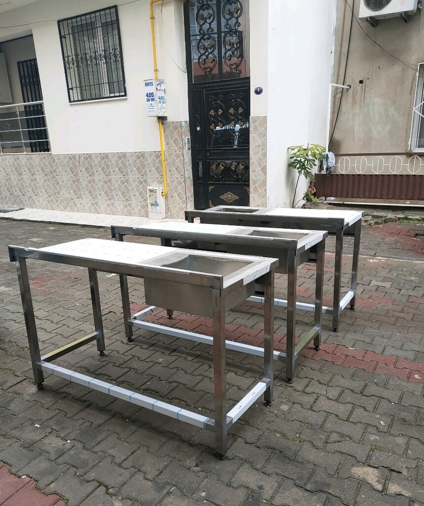 krom evye bulaşık yıkama lavabosu krom eviye tezgah hazır mutfak - 17