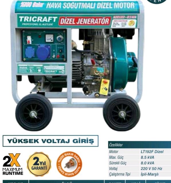 sıfır kutulu jeneratör 8.5 kw