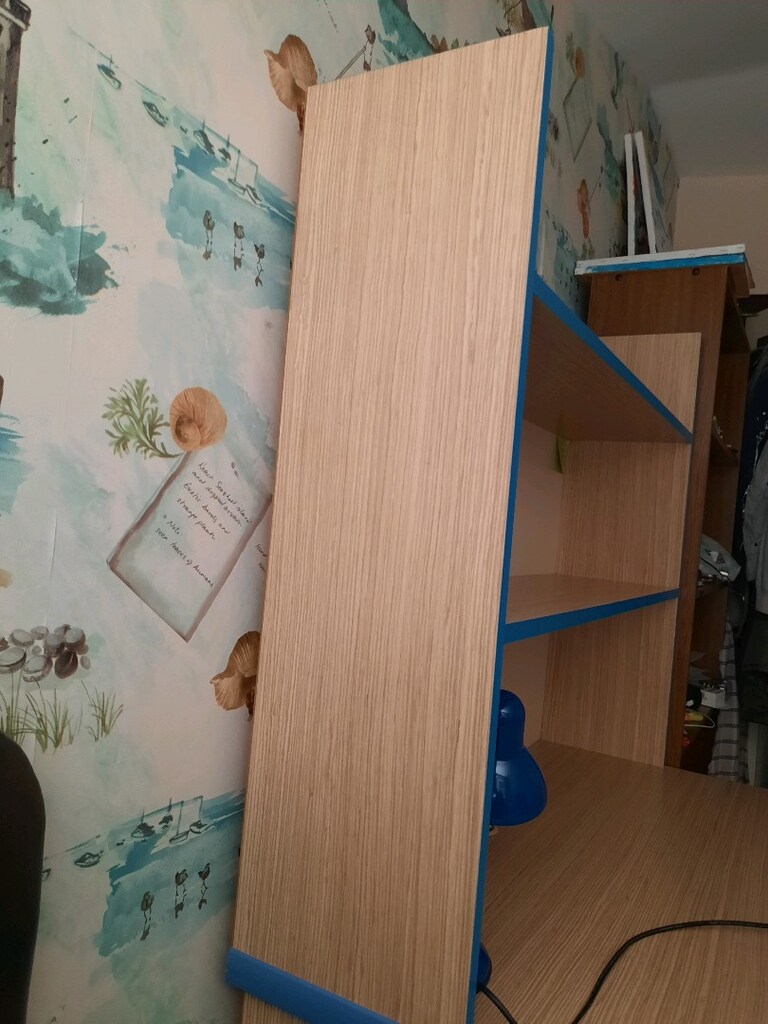 Ahşap mavi çizgili çalışma masası - 7